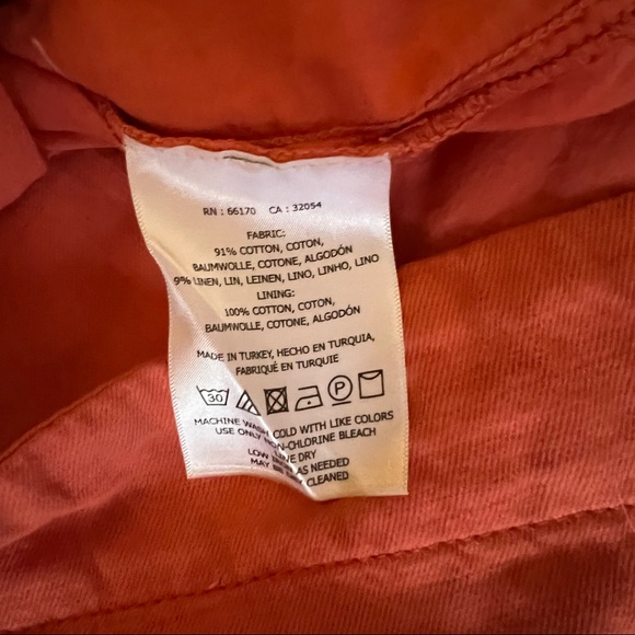 Anthropologie Cotton Linen Flap Pocket Utility Raspberry Skirt - Picture 8 of 8